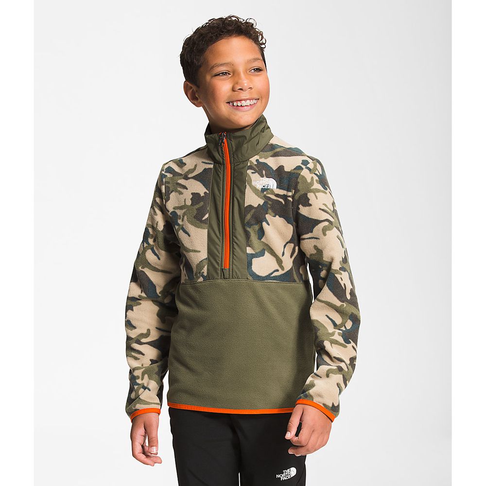 The North Face Jackets Youth Australia - The North Face Printed Glacier ¼ Zip Green Camo Print (AMC-